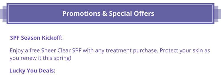 Promotions & Special Offers