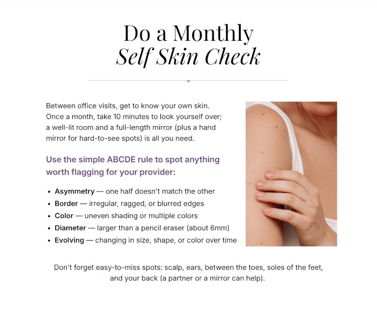 Do a Monthly Self Skin Check - the ABCDE rule