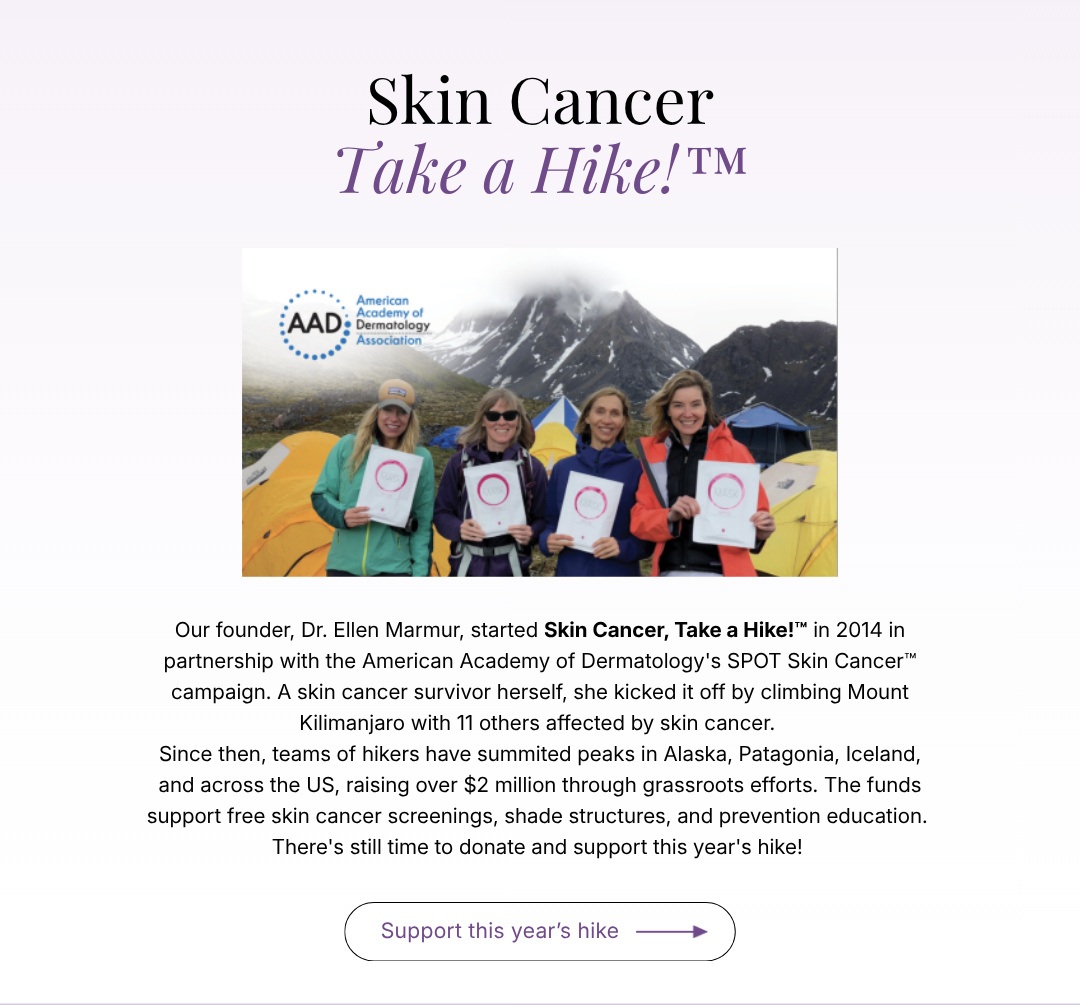 Skin Cancer, Take a Hike! - support this year's hike with Dr. Ellen Marmur and the AAD SPOT Skin Cancer campaign