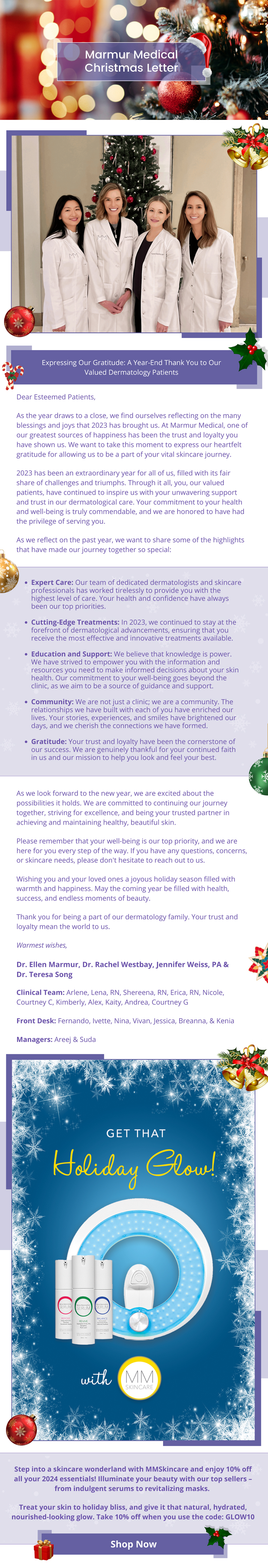 Marmur Medical Christmas Letter